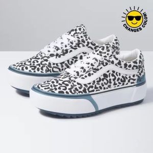 Vans Old Skool Stacked Platform UV Ink Leopard White Multicolored Shoes Womans
